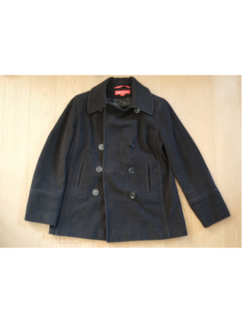 Anne Klein Women’s Black Wool Blend Peacoat Double Breasted Size Medium